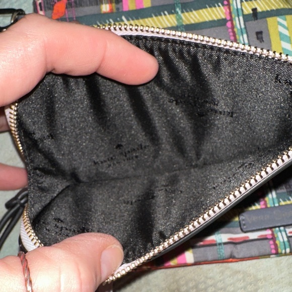 NWT Kate Spade Black and purple Floral Wristlet gold accents new.cute - Picture 4 of 5
